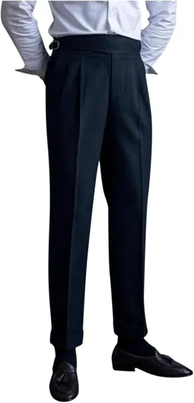 Cambkatl Men's Stylish Cotton Dress Pants, Fashion High Waisted Straight Leg Business Casual Work Suit Trousers with Pockets