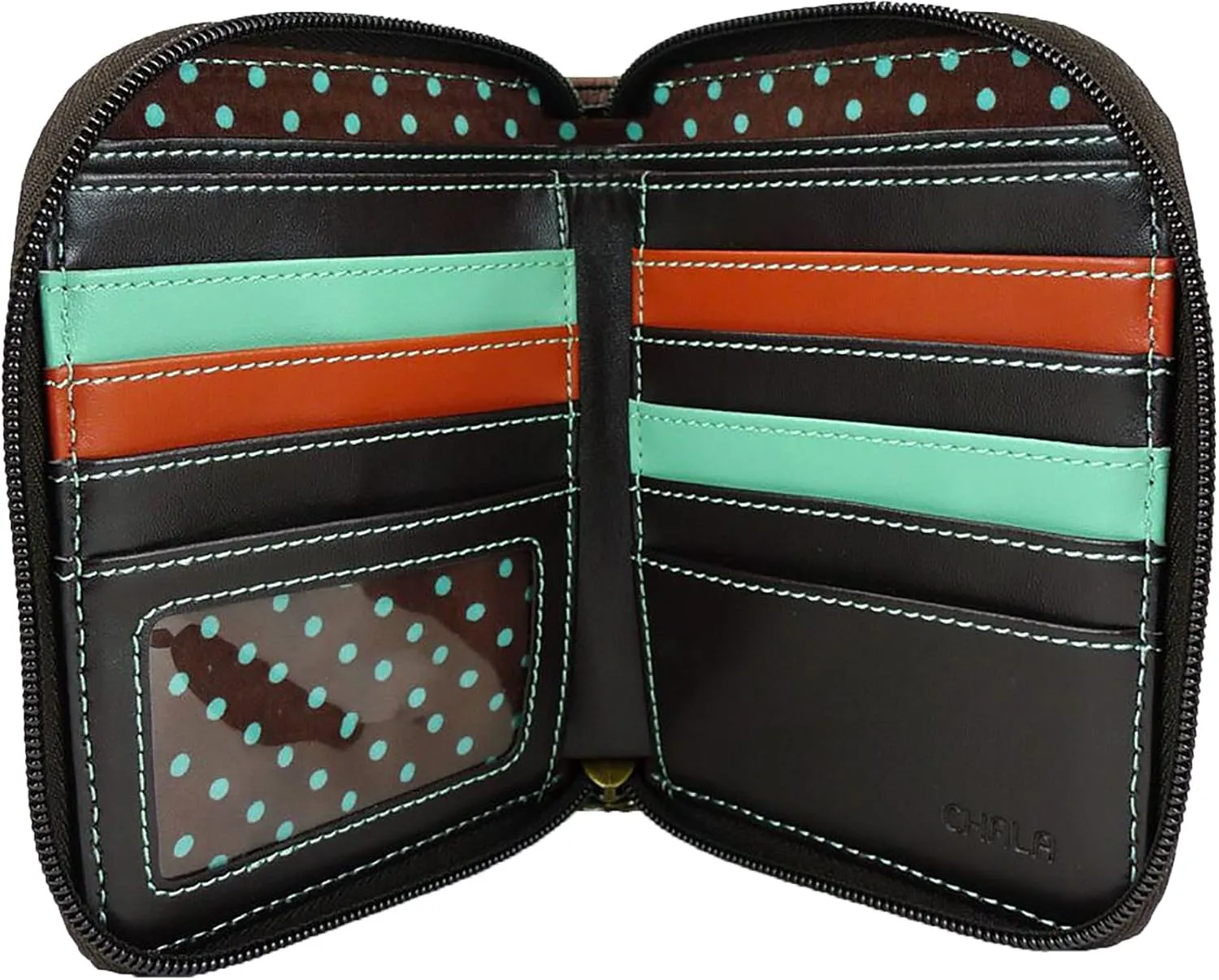 CHALA Zip Around Wallet, Wristlet, 8 Credit Card Slots, Sturdy Pu Leather