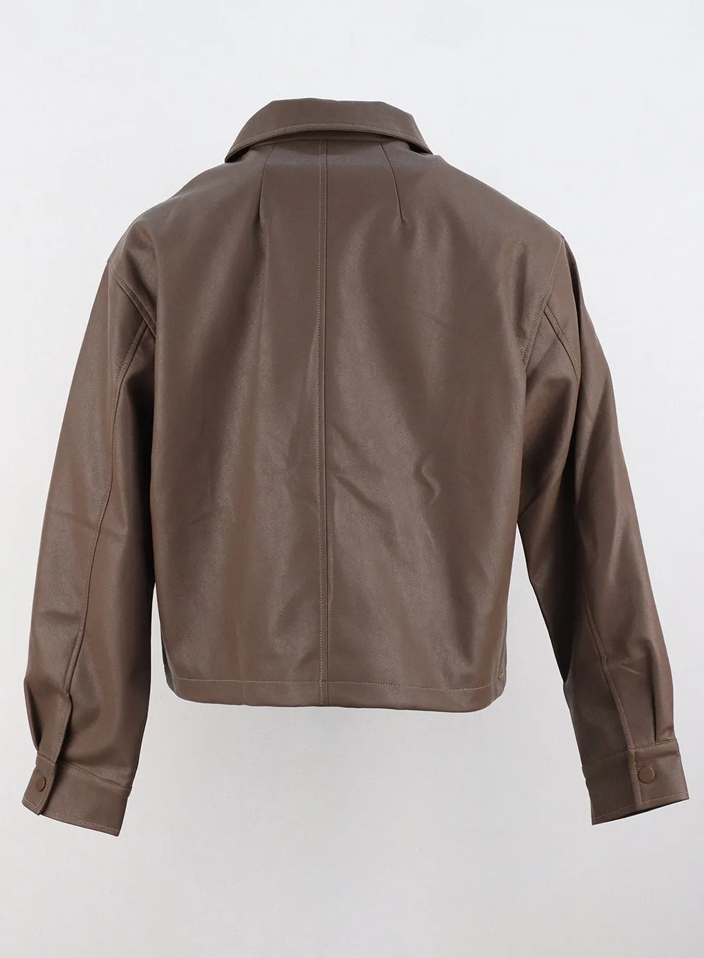 Classic Collar Faux Leather Jacket OS302