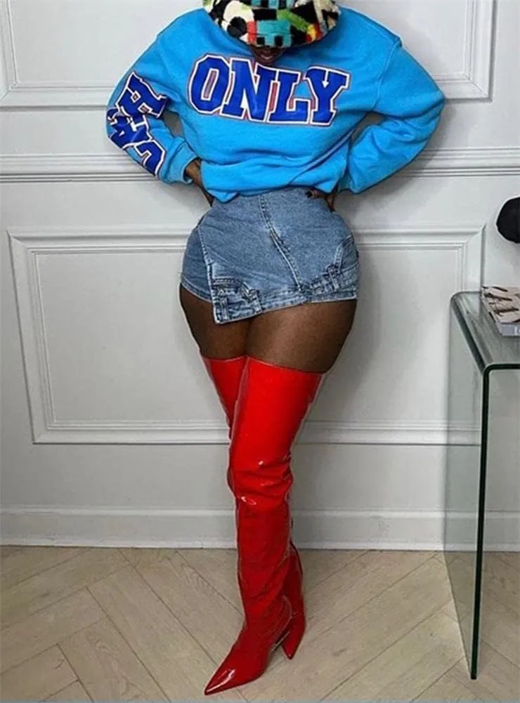 cu4eve Denim Mini Skirts for Women Summer Sexy Stretchy High Waisted Jean Shorts Plus Size