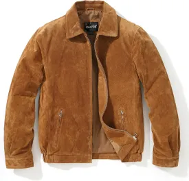 FLAVOR Men's Suede Leather Bomber Jacket Casual Coat for Men