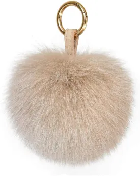 Genuine Fox Fur Pom Pom Keychain Bag Purse Charm large Fluffy Fur Ball Keychains