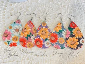 Gerber Daisy leather Earrings