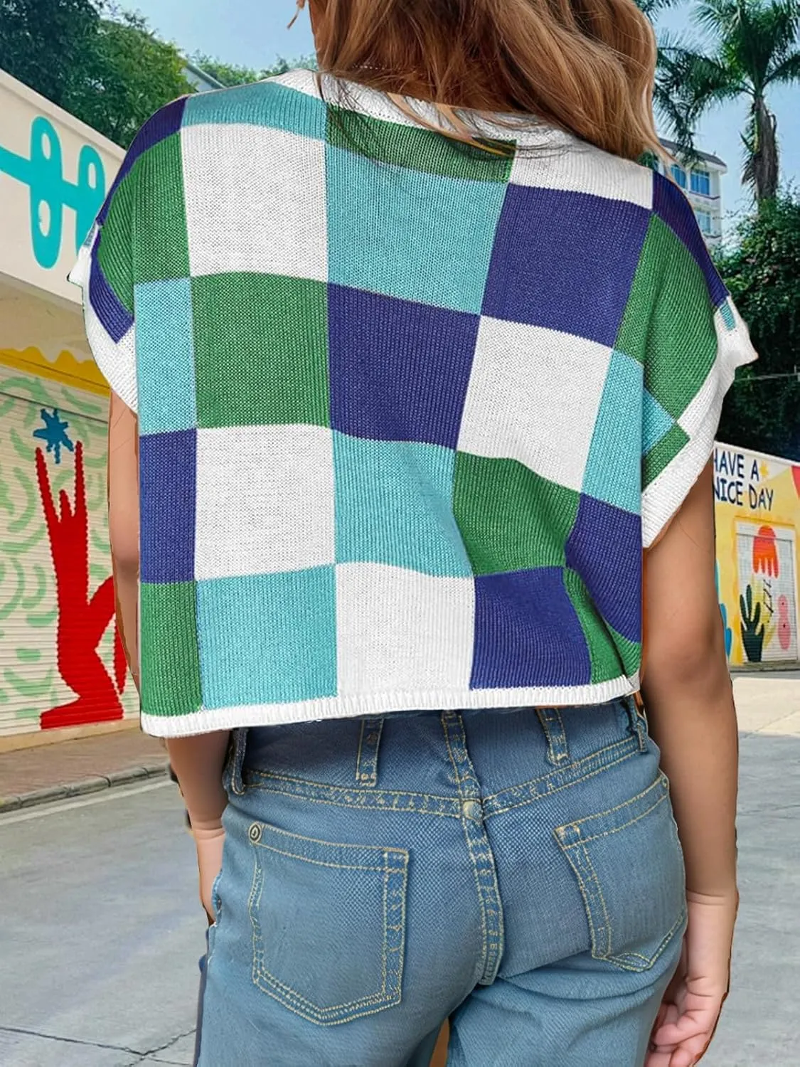 Girls Summer Crop Tops Spring Vest Cute Tanks Cap Sleeve Colorblock Tee Loose Kids Fall Knit Top