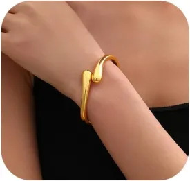Gold Bangle Bracelets For Women Waterdrop Chunky Cuff Bangle Statement BraceletsTrendy Jewelry Gift