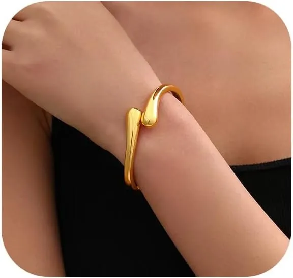 Gold Bangle Bracelets For Women Waterdrop Chunky Cuff Bangle Statement BraceletsTrendy Jewelry Gift