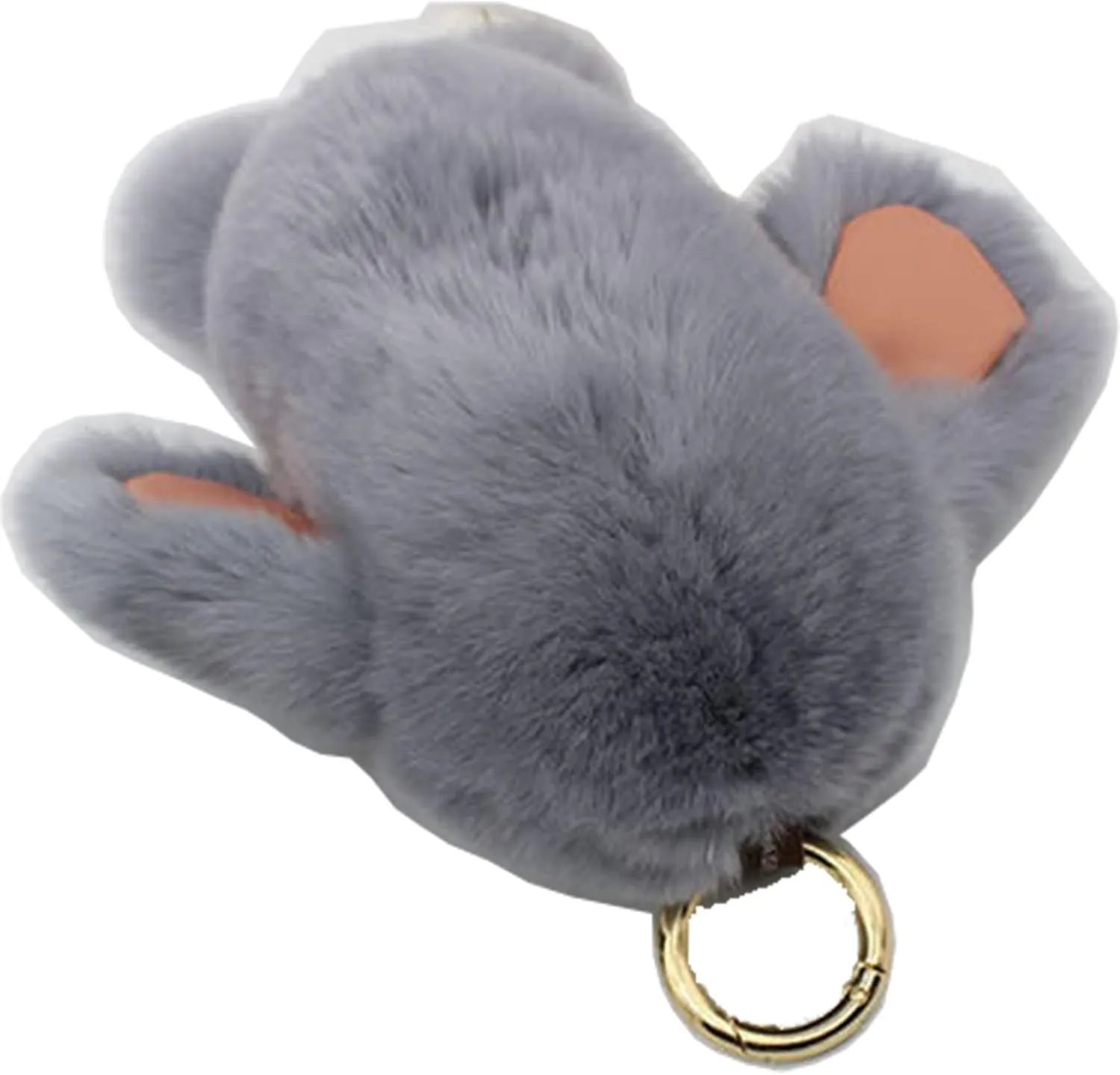 HXINFU Soft Cute Rabbit Fur Pom Pom Keychain Fluffy Real Rex Bunny Keychain Decoration
