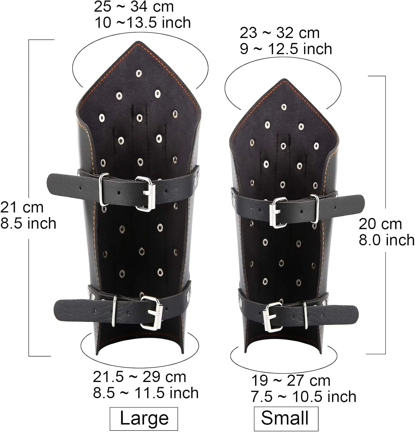 HZMAN 2 PACK Unisex Black Faux Leather Dragon Scale Gauntlet Wristband Wide Bracer Arm Armor Cuff, Small/Large
