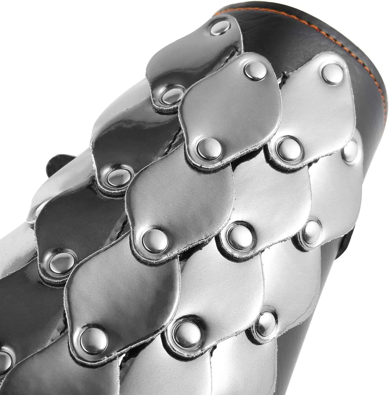 HZMAN 2 PACK Unisex Black Faux Leather Dragon Scale Gauntlet Wristband Wide Bracer Arm Armor Cuff, Small/Large