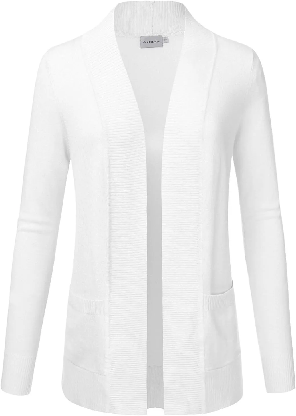 JJ Perfection Casual Open Front Knit Cardigan Long Sleeve with Side Pockets Basic Sweater Jackets for Womens with Plus Size