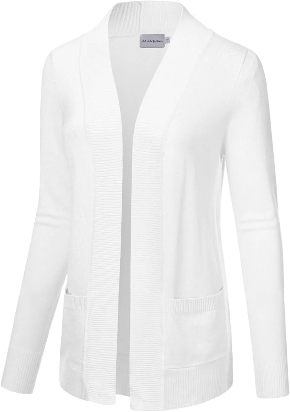 JJ Perfection Casual Open Front Knit Cardigan Long Sleeve with Side Pockets Basic Sweater Jackets for Womens with Plus Size