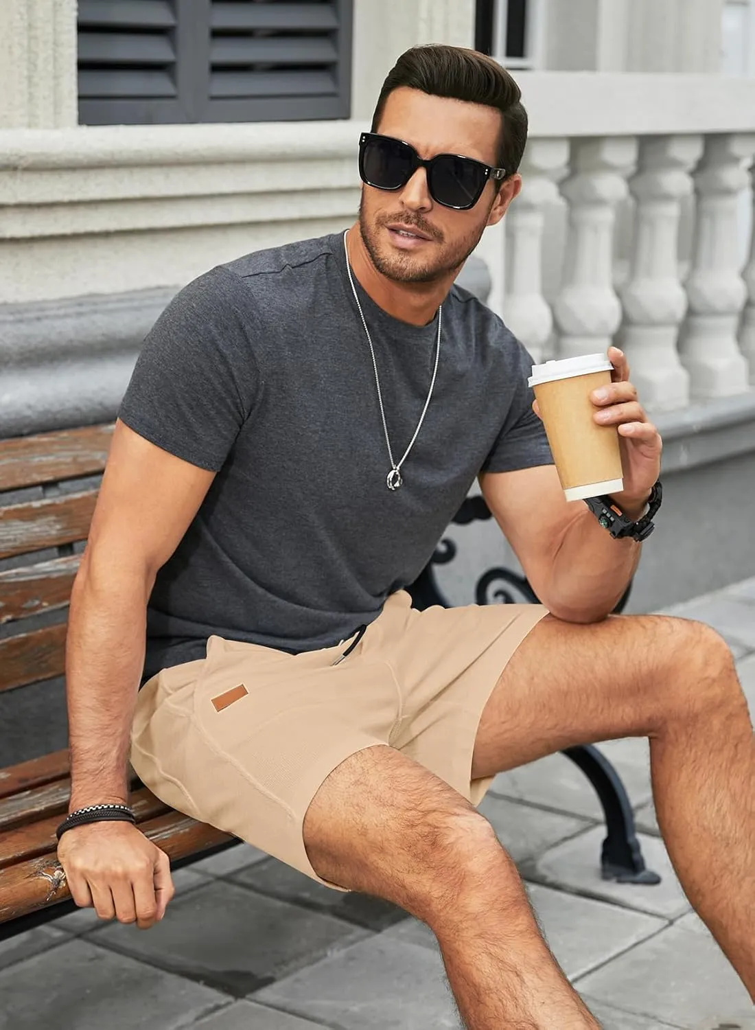 JMIERR Men's Casual 5"/ 7" Shorts Waffle Elastic Waist Drawstring Workout Running Jogging Beach Sweat Shorts with Pockets