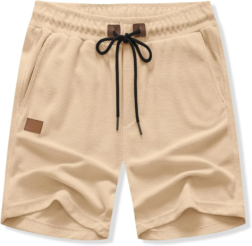 JMIERR Men's Casual 5"/ 7" Shorts Waffle Elastic Waist Drawstring Workout Running Jogging Beach Sweat Shorts with Pockets