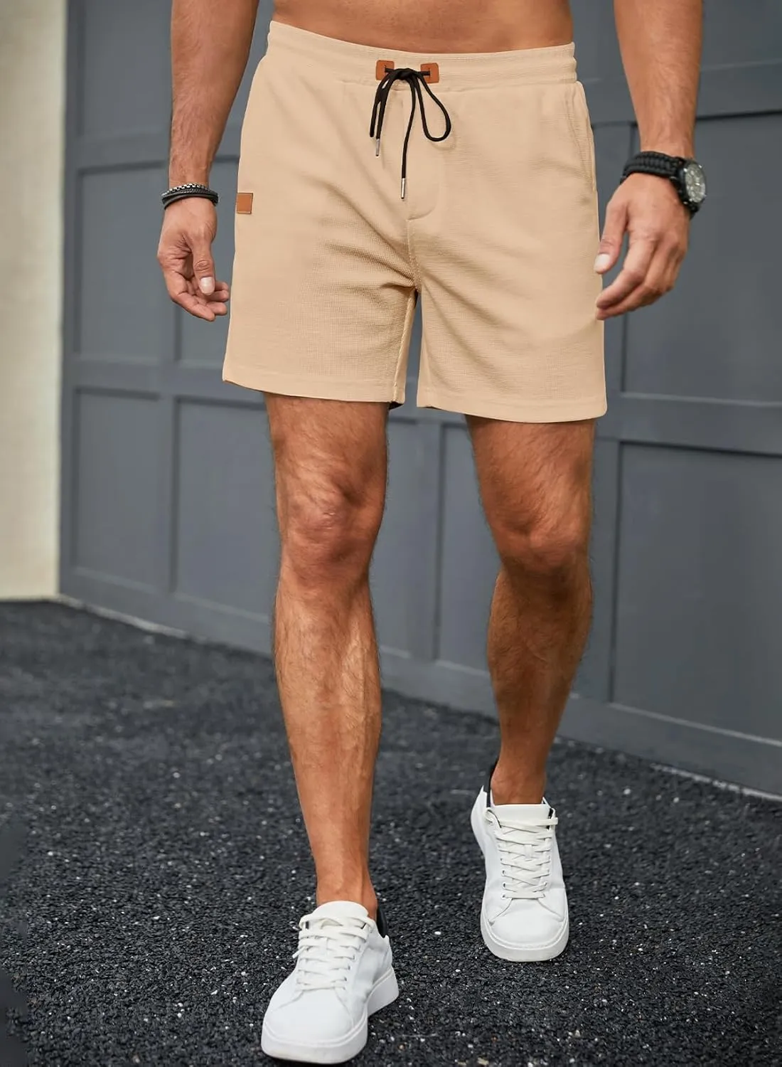 JMIERR Men's Casual 5"/ 7" Shorts Waffle Elastic Waist Drawstring Workout Running Jogging Beach Sweat Shorts with Pockets