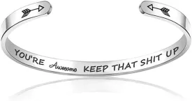 Jude Jewelers 6mm Width Stainless Steel Inspirational Encouragement Graduation School Open Cuff Bangle Bracelet