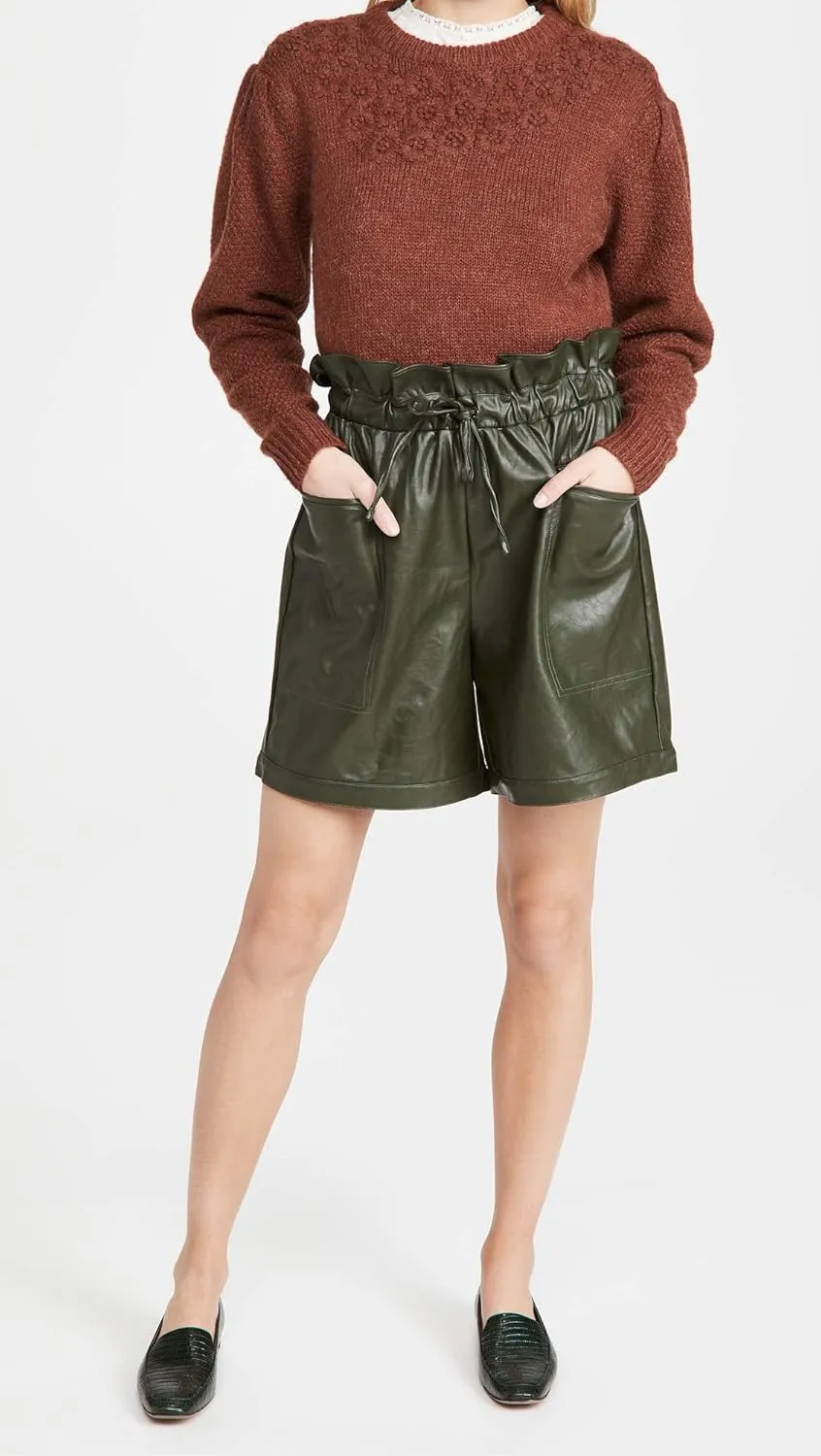 KENDALL   KYLIE Women's Vegan Leather Paperbag Shorts
