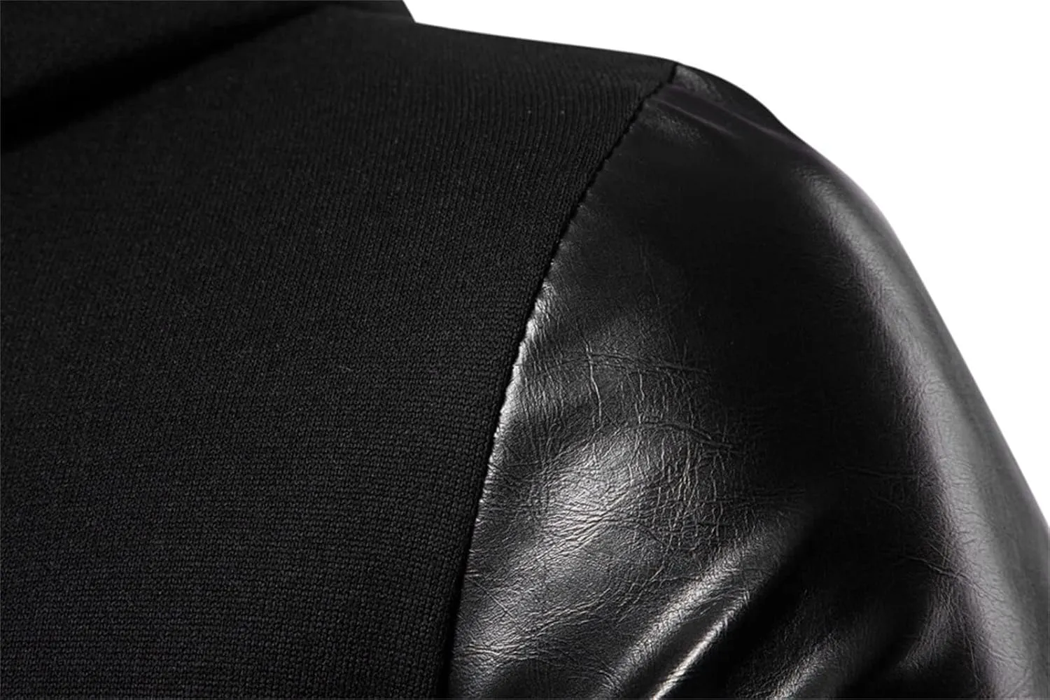 Maiyifu-GJ Men's Asymmetric Zip Irregular Hoodie Faux Leather Motorcycle Hooded Jacket Vintage PU Leather Biker Hoodies Coat