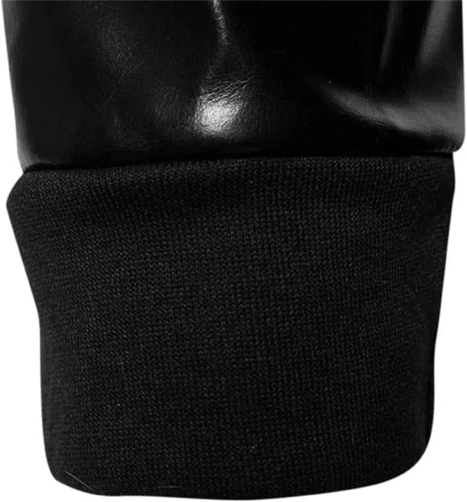 Maiyifu-GJ Men's Asymmetric Zip Irregular Hoodie Faux Leather Motorcycle Hooded Jacket Vintage PU Leather Biker Hoodies Coat