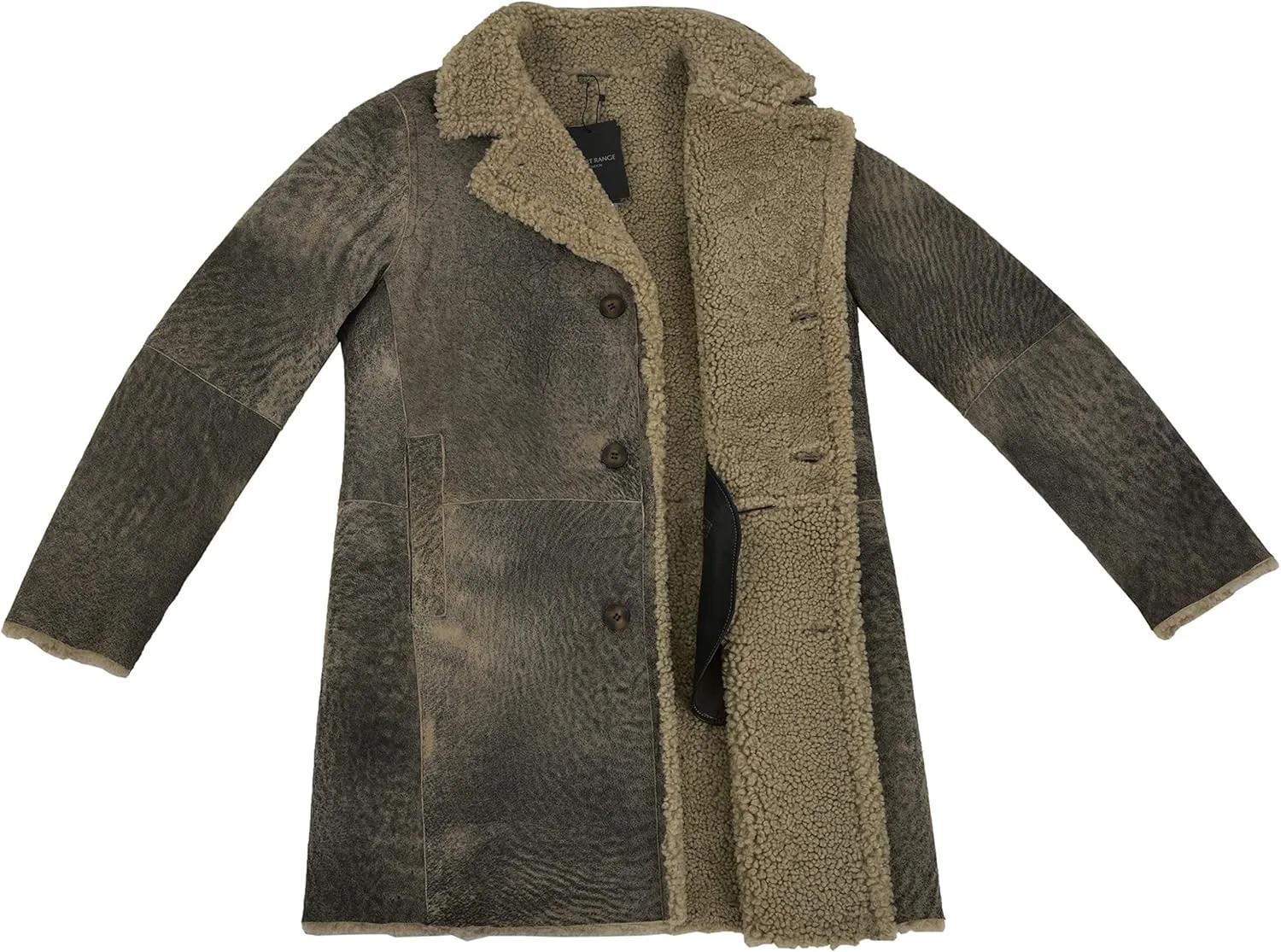 Men Sheepskin Coat Classic Real Leather Trench Reefer Bane Warm Coat 2K320