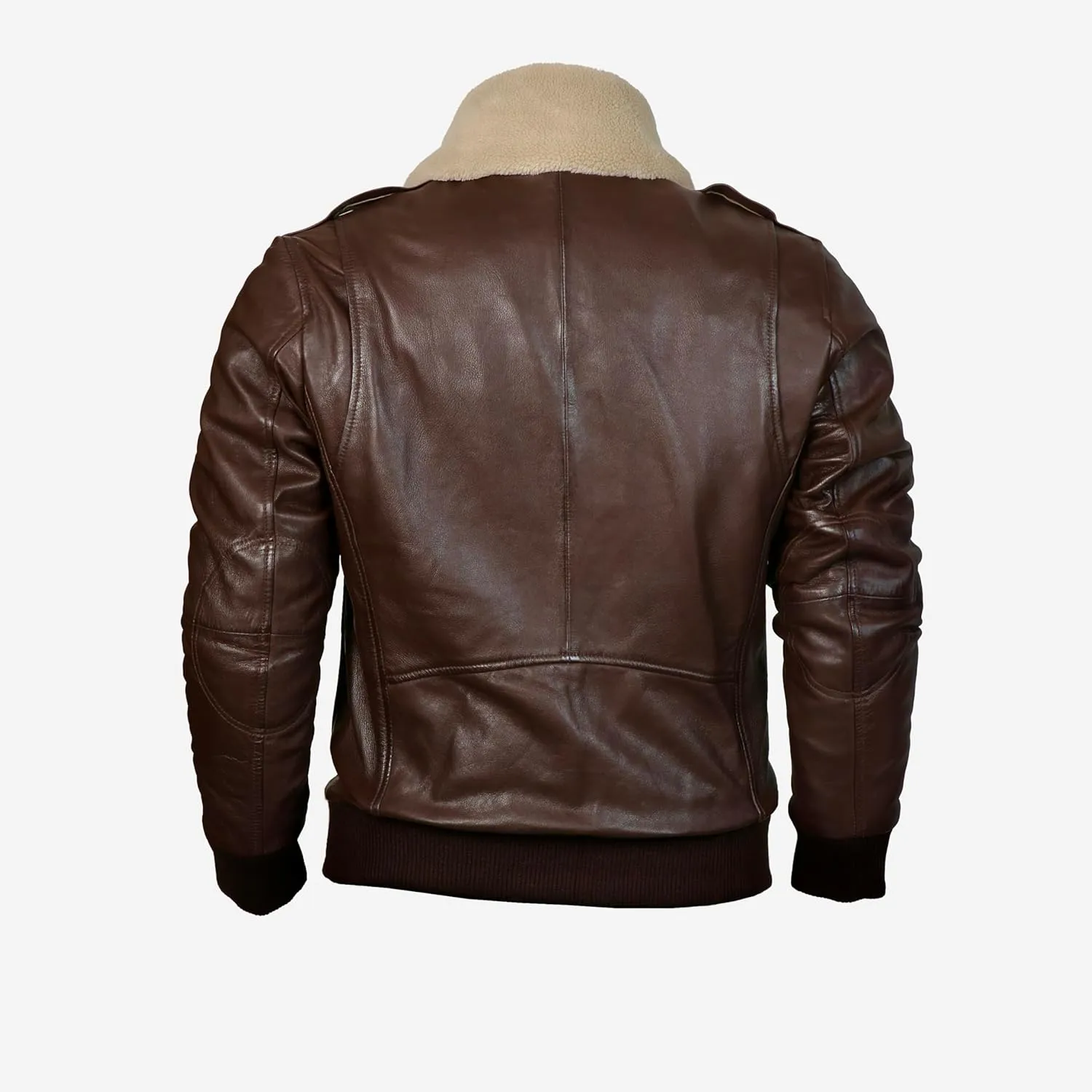 Mens leather jacket Genuine Lambskin Bomber Jacket men Brown with Removable Sherpa Collar Premium Leather jacket men