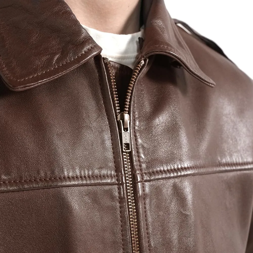 Mens leather jacket Genuine Lambskin Bomber Jacket men Brown with Removable Sherpa Collar Premium Leather jacket men