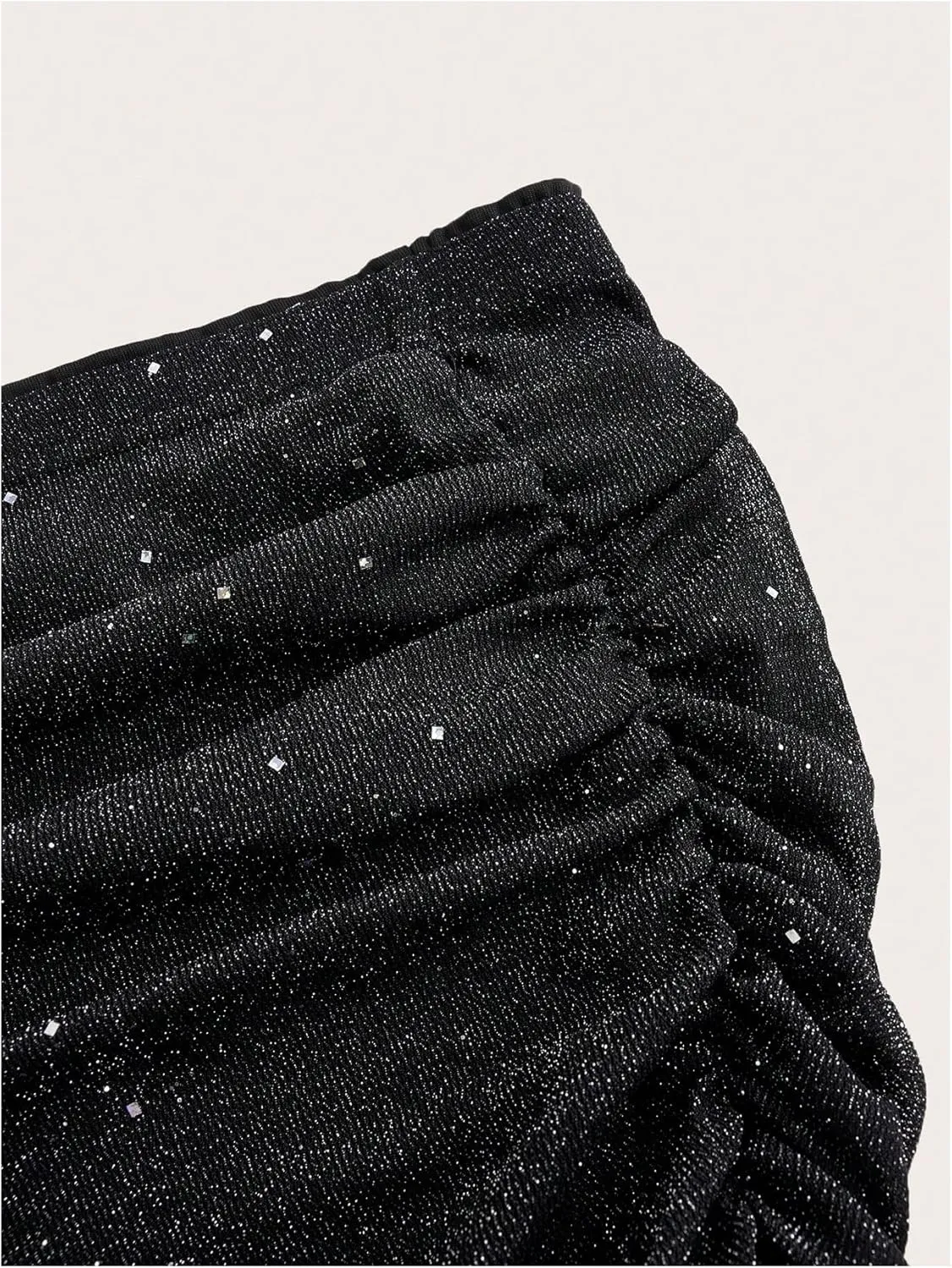 OYOANGLE Women's Plus Size Sparkly Ruched Bodycon Mini Skirt Elastic High Waist Glitter Pencil Skirts