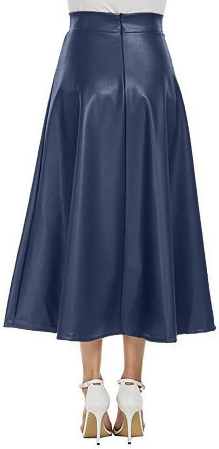 plus Size Skirts for Women 2x Solid Long High Leather A Color Womens Faux Skirt Line Skirts Waist Skirt