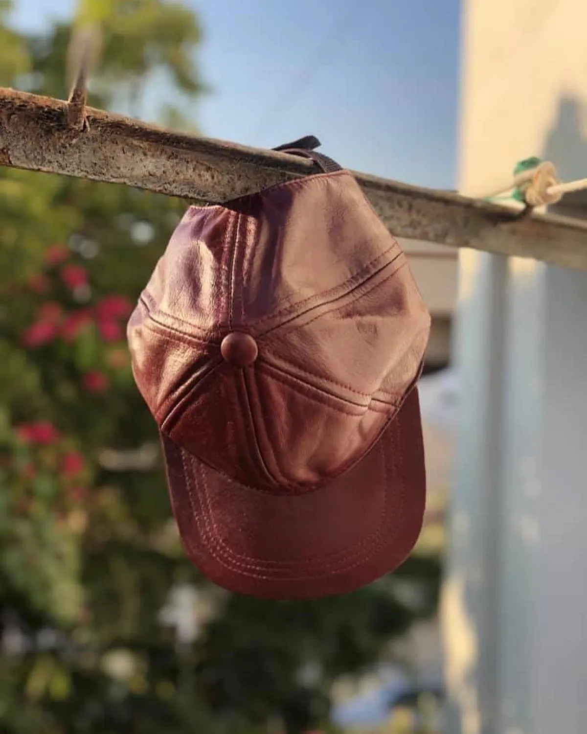 Pure Leather Cap With Adjustable Clip-Brown