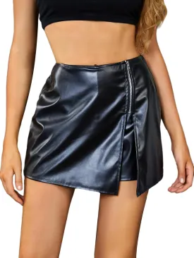 SweatyRocks Women's Metallic High Waist PU Leather Shorts Wide Leg Stretchy Shorts Hot Pants