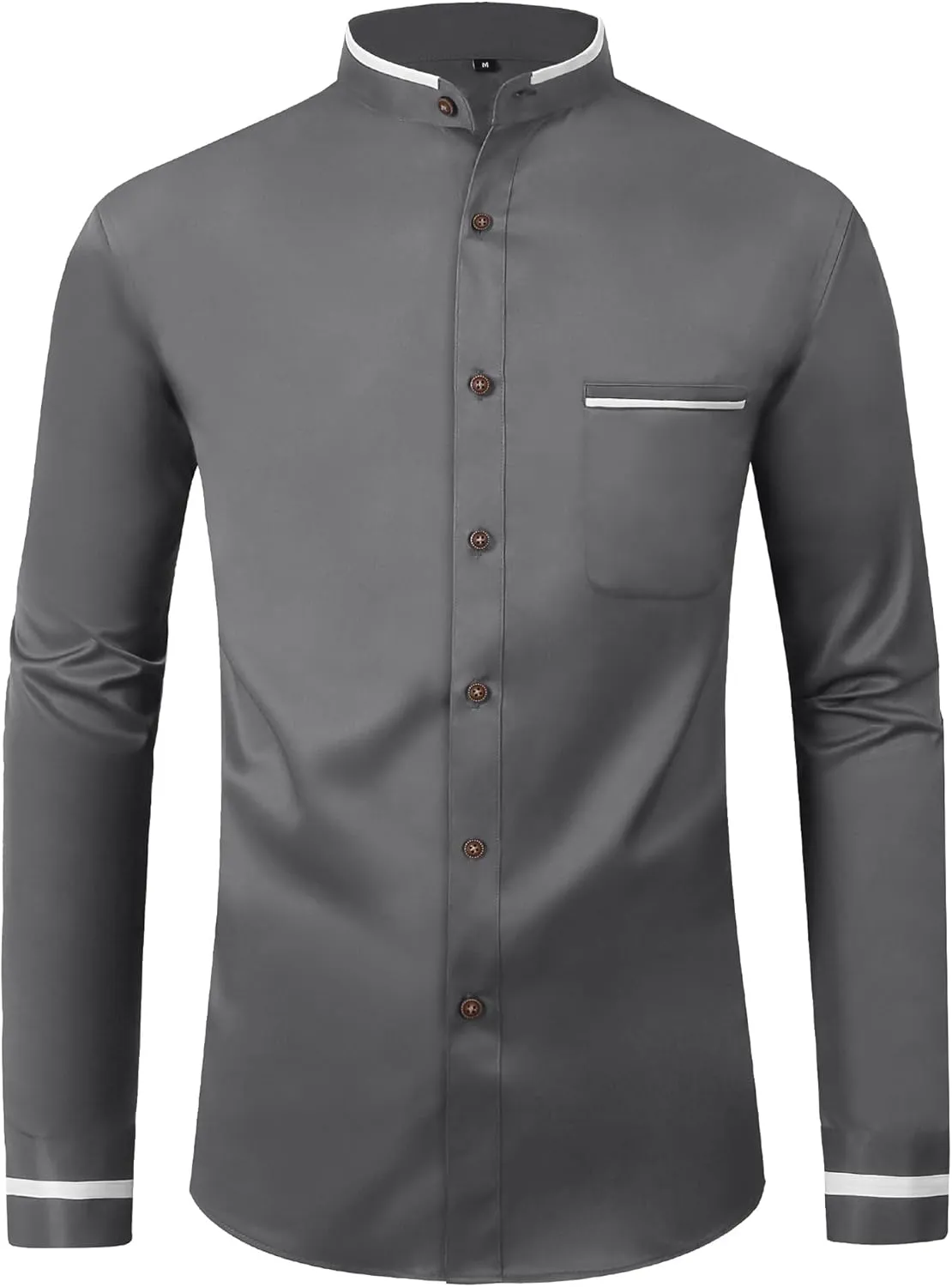 SWISSWELL Mandarin Collar Dress Shirt for Men Clergy Shirt Collarless Button Down Business Casual Shirts