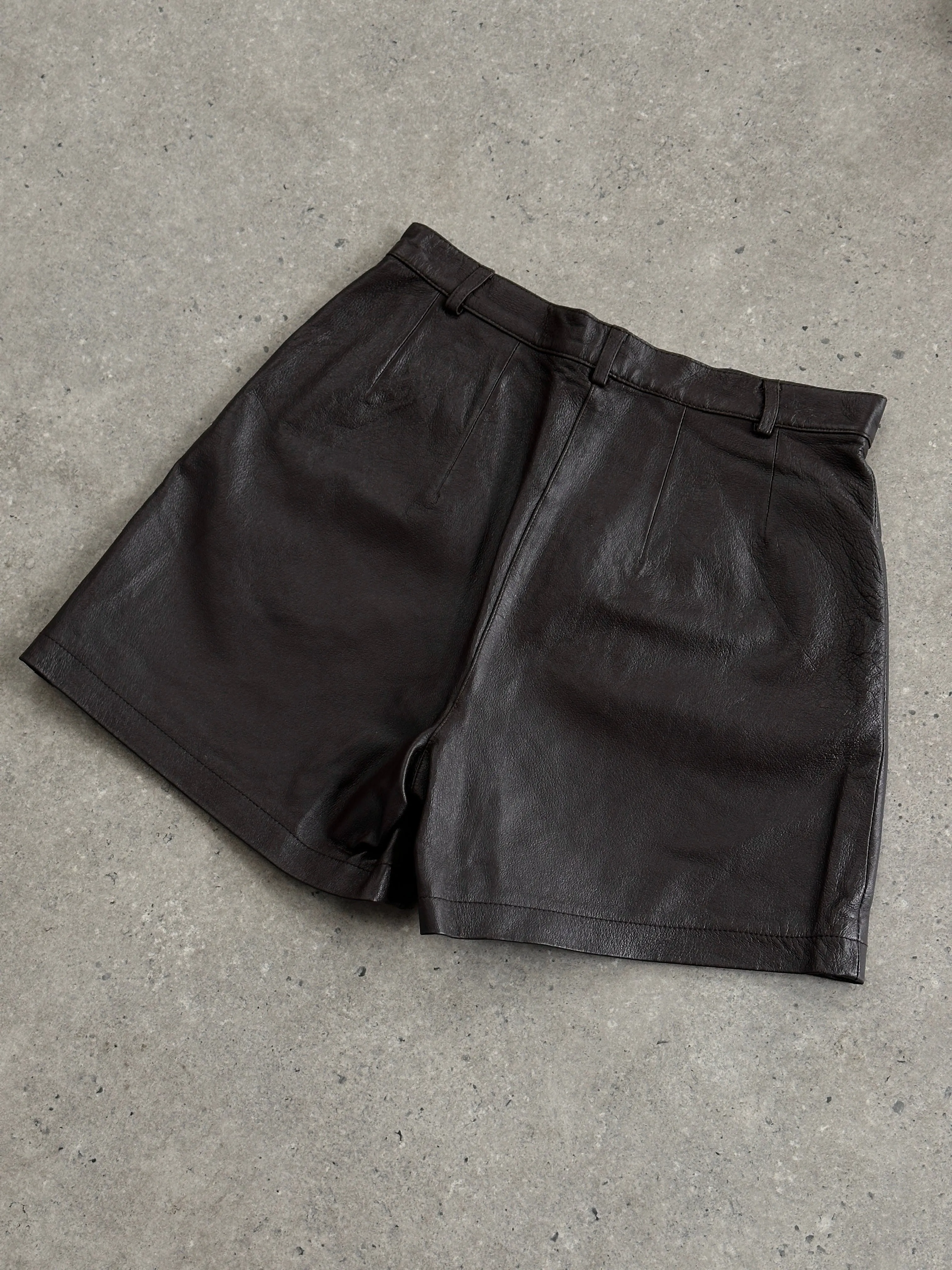Vintage Pre 2000s Leather High Waisted Mini Shorts - W26