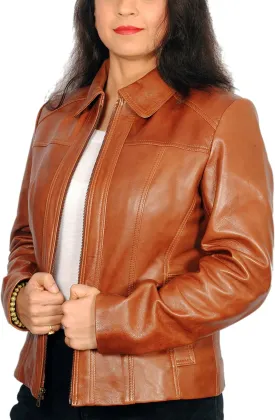 Women's Lambskin Leather Short Peacoat Jacket