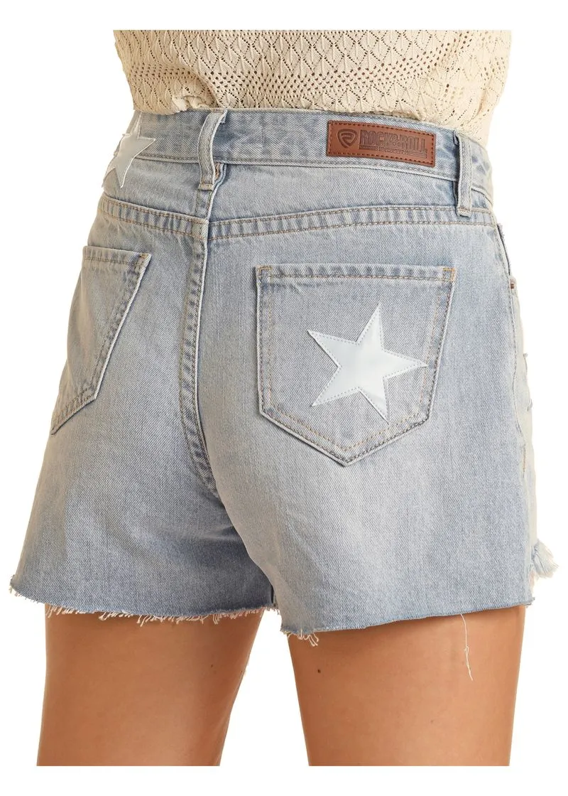 Women's Rock & Roll Leather Star Patch Shorts