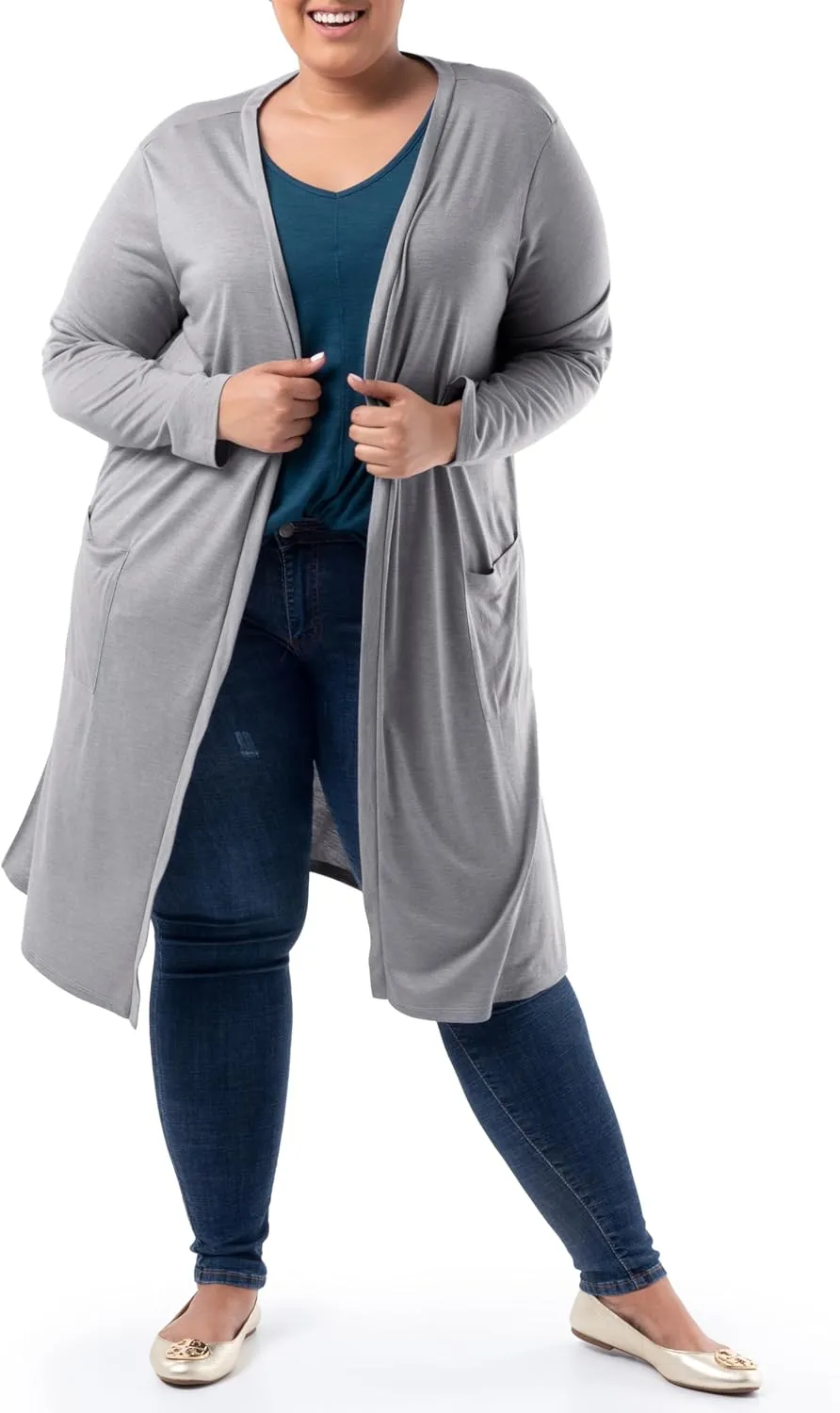 Wright's Women's Plus Size Jersey Duster Cardigan